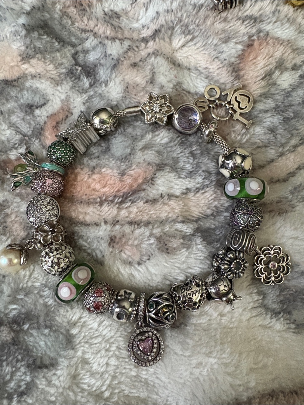Pandora mesh  bangle with mixed charms